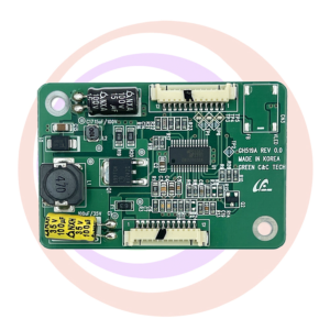 A green LED CONV>GH519A(A3) GETT Part CONV109 pcb board with an electronic component on it.