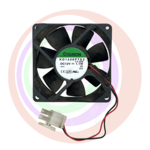 A SUNON Blower Fan ..DC 12V 1.1W..KD1208PTS3..2 WIRE..WITH LARGE CONNECTOR GETT Part FAN201 on a white background.