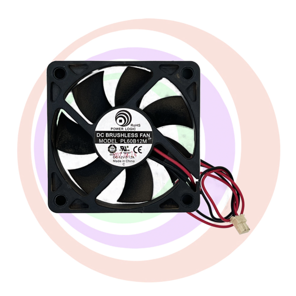 A Power Logic Model: PL60B12M..2 WIRE w/ CONNECTOR GETT Part FAN283 cpu cooling fan on a white background.