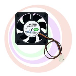 A CC4010H12SH..COOLCOX brand..0.06A DC12V..4 WIRE WITH CONNECTOR GETT Part FAN284 cooling fan with a wire attached to it.