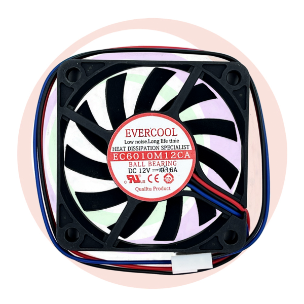 A EVERCOOL..EC6010M12CA..DC12V 0.16A..BALL BEARING ..3 WIRE..WITH CONNECTOR GETT Part286 cooling fan on a white background.