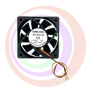 A 6015M12B..COOLCOX brand..0.15A 12V..3 WIRE..WITH CONNECTOR GETT Part FAN290 on a white background.