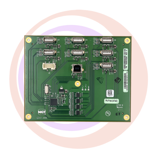 An IGT Printed Control Board Part #: 76940702W REV A with a number of connectors on it.