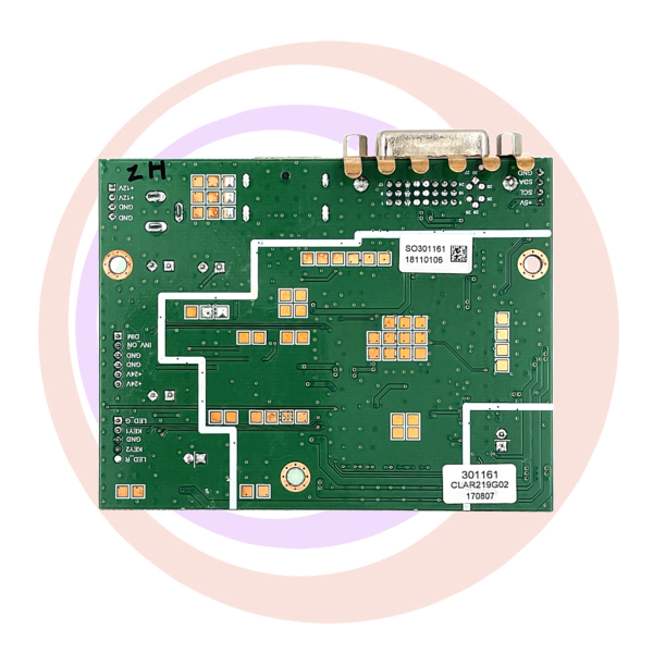 A green pcb board with a number of components on it, the AD Board for Aristocrat Helix Virtual Button Deck LCD Touch Monitor. AD Board Only, Kortek Brand. GETT Part ADB335.
