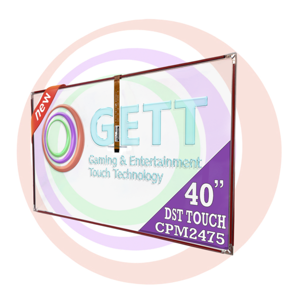 A 40" DST Touch Dual System 3M touch sensor, Ceronix/ GETT Part CPM2475, with the word gett on it.