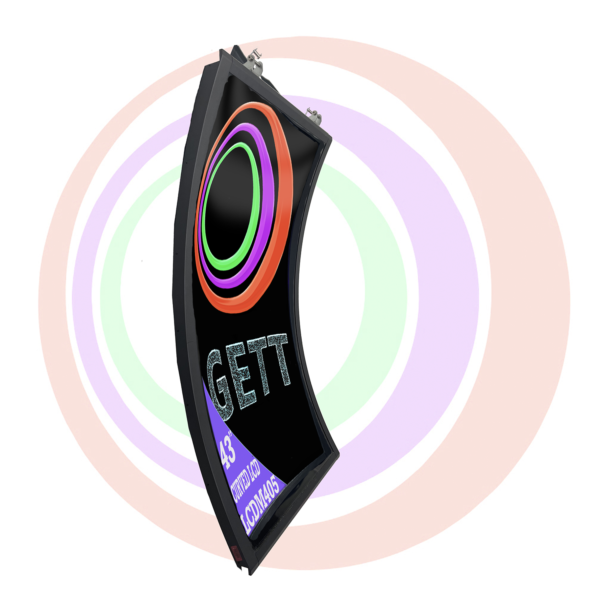A 43" Curved LCD Monitor for Konami Concerto Crescent Tovis Part L43E5LTFKN GETT Part LCDM405 display with the word GETT on it.