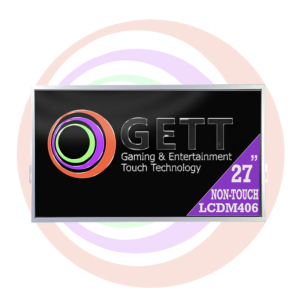 The logo for 27" Konami Concerto Non-Touch Monitor GETT Part LCDM406 gaming and entertainment.