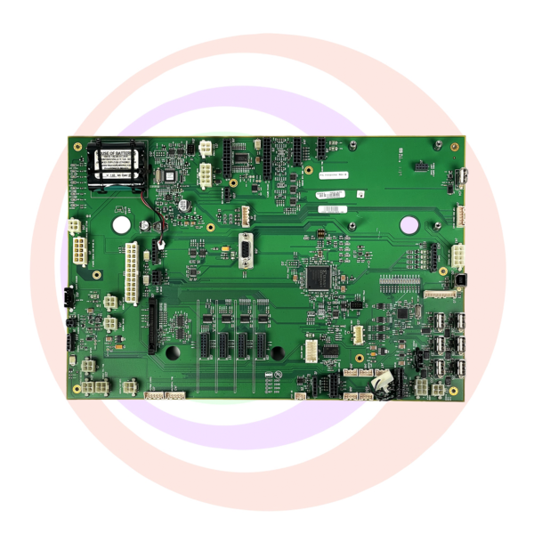 A green AVP Backplane, IGT Part number 75831600W BPLN244 board on a white background.