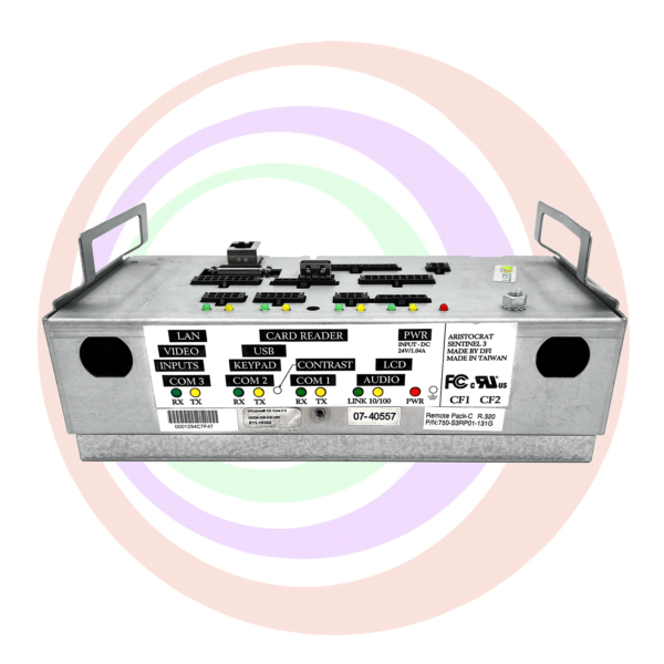 A DFI ARISTOCRAT Sentinel 3Player Tracking box with a number of buttons on it.