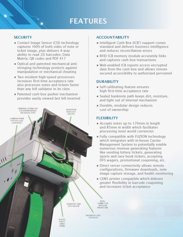 JCM iVISION bill validator / acceptor CASHBOX. 600 Note Variety. Includes ICB (Intelligent Cashbox System). GETT Part IVC110 - Image 7