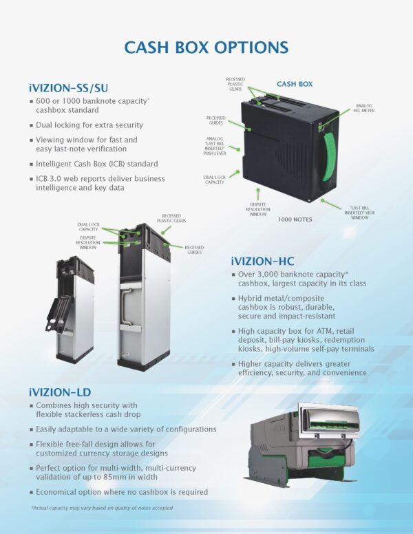 JCM iVISION bill validator / acceptor CASHBOX. 600 Note Variety. Includes ICB (Intelligent Cashbox System). GETT Part IVC110 - Image 6