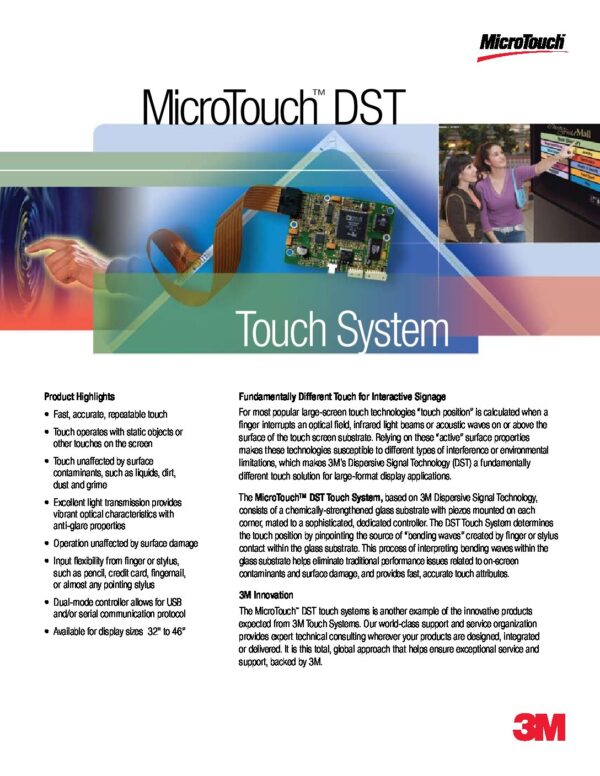 46" DST Touch Dual System 3M touch sensor, 3M part DSTK9010-3460. Ceronix/ GETT Part CPM3461. NEW in Box brochure.