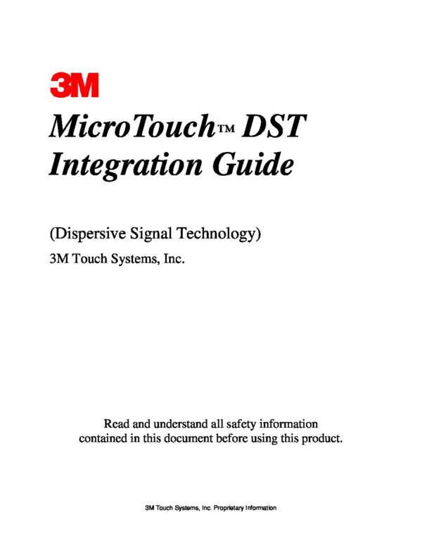 55" DTS Touch System, 3M touch sensor Part V5550D-U2 800113514 integration guide.