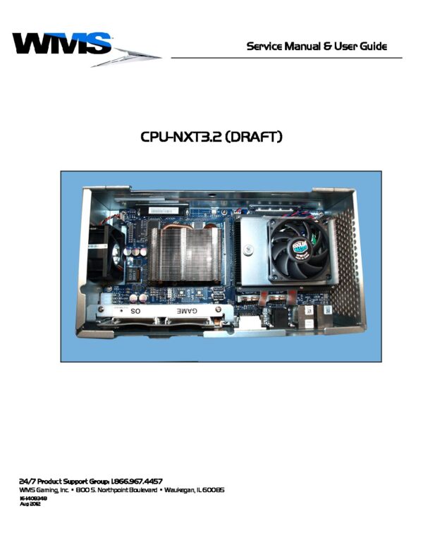 A service manual for a WMS BB2 Video Card. Refurbished/ Cleaned/ Tested. GETT Part VCard117.
