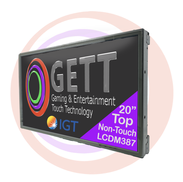 A 20" G20 U/R Top Monitor. Non-Touch For IGT G20 Upright. KTL200. L2065, including company logo and colorful graphics on the display.