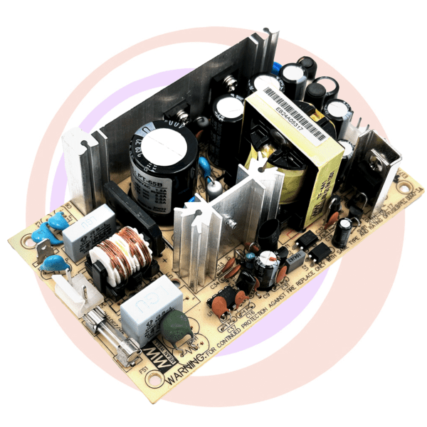 Electronic circuit board with components.