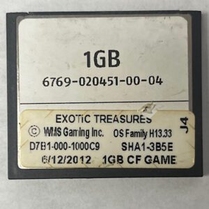 Game Software for WMS BlueBird II, Exotic Treasures, D7B1-000-1000C9, OP SYST # H13.33 GETT Part SFT-WMS-167