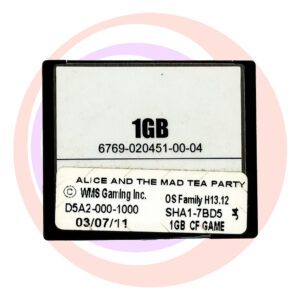 Game Software for WMS BlueBird II, Alice And The Mad Tea Party, D5A2-000-1000, OP SYST # H13.12 GETT Part SFT-WMS-182