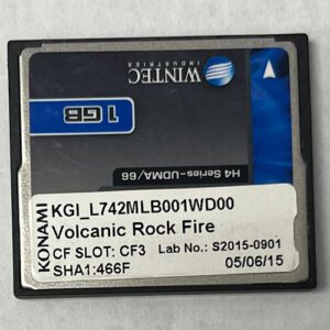 Game Software For Konami Games, Game Name: Volcanic Rock Fire, Part Numbers: KGI_L742MLB001WD00, SHA1:466F, Lab No: S2015-0901, GETT Part Number: SFT-KON-152