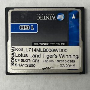 Game Software For Konami Games, Game Name: Lotus Land Tiger's Winnings, Part Numbers: SHA1:2E50, Lab No: S2015-0365, GETT Part Number: SFT-KON-159
