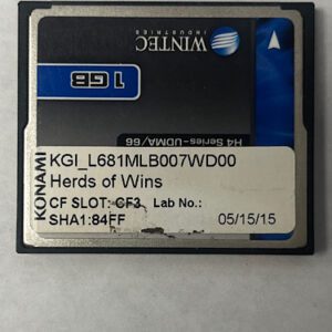 Game Software For Konami Games, Game Name: Herds Of Wins, Part Numbers:, SHA1:84FF, GETT Part Number: SFT-KON-165