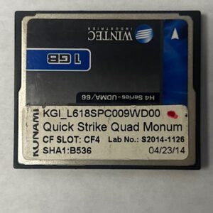Game Software for Konami Games, Game Name: Quick Strike Quad Monum, Part Numbers: KGI_L618SPC009WD00, SHA1:B536, Lab No: S2014-1126, GETT Part Number: SFT-KON-167