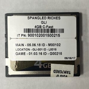 Game Software For Gaming Labs International(GLI), Game Name: Spangled Riches, Part Numbers: IT PN: 900102001500215, MAIN - 05.06.18, LOCATION - GLI-001, GAME - 01.03.16, GETT Part Number: SFT-GLI-101