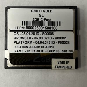 Game Software for Gaming Labs International(GLI), CHILLI GOLD, IT PN: 900025001500106, OS - 05.01.20, BROWSER - 05.00.02, PLATFORM - 04.04.342, LOCATION - GLI-001, GAME - 01.01.30, GETT Part Number: SFT-GLI-106