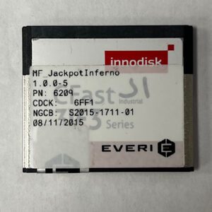 Game Software For Everi Holdings Inc., Game Name: MF_JackpotInferno, Part Numbers: 1.0.0-5, PN: 6209, CDCK: 6FF1, NGCB: S2015-1711-01, GETT Part Number: SFT-EVE-117