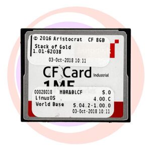 Game Software For Aristocrat Technologies Inc., Game Name: Stack Of Gold, Part Numbers: 00028018, 5.0, 4.00.C, 5.04.2-1.00.0, Operating System #: 1.01-62038.  GETT Part SFT-ARI-159