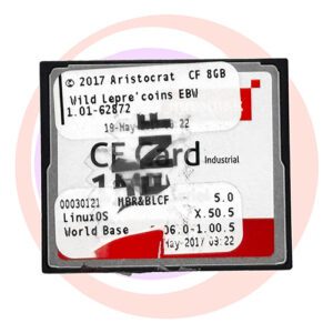 Game Software for Aristocrat Technologies Inc., Game Name: Wild Lepre’ Coins EBW, Part Numbers: 00030121, 5.0, X.50.5, Operating System #1.01-62872. GETT Part SFT-ARI-172