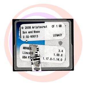 Game Software for Aristocrat Technologies Inc., Game Name: Sun and Moon, Part Numbers: 3.4, 1.00.8, 1.17.0-1.14.0, Operating System #2.02-60013. GETT Part SFT-ARI-181