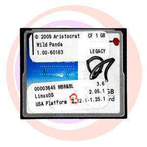 Game Software for Aristocrat Technologies Inc., Game Name: Wild Panda, Part Numbers: 00003645, 3.6, 2.05.1, 2.12.1-1.25.1, Operating System #1.00-60183. GETT Part SFT-ARI-182