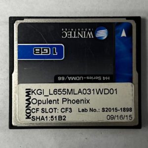 Game Software For Konami Games, Game Name: Opulent Pheonix, Part Numbers: KGI_L655MLA031WD01, SHA1:51B2, Lab No: S2015-1898, GETT Part Number: SFT-KON-189