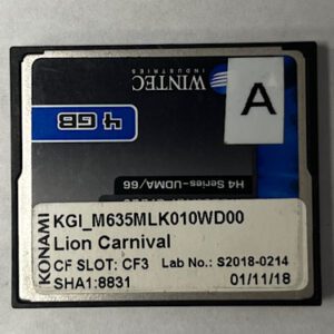 Game Software For Konami Games, Lion Carnival, Part Numbers: KGI_M635MLK010WD00, SHA1:8831, Lab No: S2018-0214, GETT Part Number: SFT-KON-190
