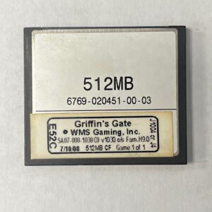 Game Software For WMS Gaming Inc., BlueBird 1, Game Name: Griffin's Gate, Part Numbers: SA07-000-1030C0, OS Family #: 9.0, GETT Part Number: SFT-WMS-258