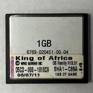 Game Software For WMS Gaming Inc., King Of Africa, Part Numbers: D5CD-000-1010C9, OS Family #: H13.31, GETT Part Number: SFT-WMS-266