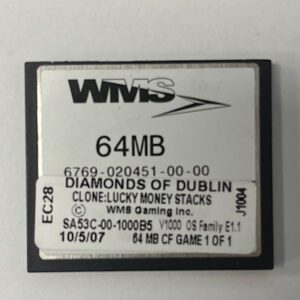 Game Software For WMS Gaming INC., Diamonds of Dublin Clone: Lucky Money Stacks, Part Numbers: SA53C-000-1000B5, V1000, OS Family #: E1.1, GETT Part Number: SFT-WMS-273