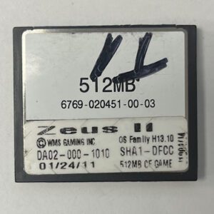 Game Software For WMS Gaming INC., Zeus II, Part Numbers: DA02-000-1010, SHA1-DFCC, OS Family #: H13.10, GETT Part Number: SFT-WMS-274