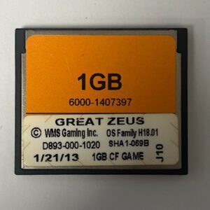 Game Software For WMS Gaming INC., Great Zues, Part Numbers: D893-000-1020, OS Family #: H18.01, GETT Part Number: SFT-WMS-284