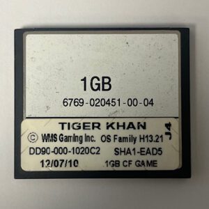 Game Software For WMS Gaming INC., Tiger KHAN, Part Numbers: DD90-000-1020C2, OS Family #: H13.21, GETT Part Number: SFT-WMS-285