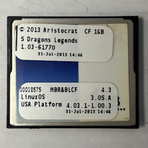 Game Software For Aristocrat Game Technologies, Game Name: 5 Dragon Legends, Part Numbers: 00018575, GETT Part Number: SFT-ARI-215