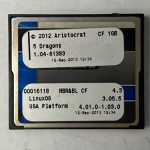 Game Software For Aristocrat Game Technologies, Game Name: 5 Dragons, Part Numbers: 00016118, GETT Part Number: SFT-ARI-232