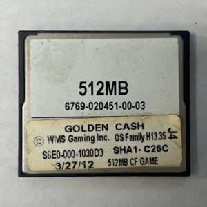 Game Software For WMS Gaming INC., Game Name: Golden Cash, Part Numbers: D6E0-000-1030D3, GETT Part Number: SFT-WMS-293