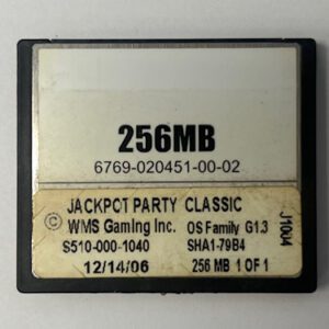 Game Software For WMS Gaming INC., Game Name: Jackpot Party Classic, Part Numbers: S510-000-1040, GETT Part Number: SFT-WMS-301