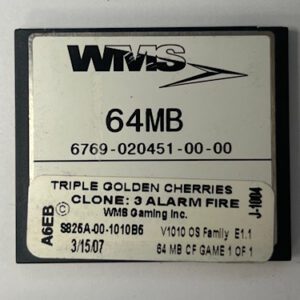 Game Software For WMS Gaming INC., Game Name: Triple Golden Cherries(CLONE: 3 Alarm Fire), Part Numbers: S825A-000-1010B6, GETT Part Number: SFT-WMS-307