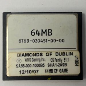 Game Software For WMS Gaming INC., Game Name: Diamonds Of Dublin, Part Numbers: SA55-000-1000B5, GETT Part Number: SFT-WMS-312