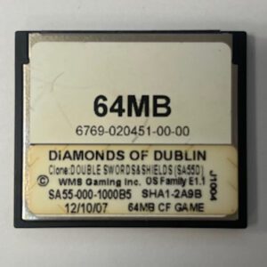 Game Software For WMS Gaming INC., Game Name: Diamonds Of Dublin(CLONE: Double Swords & Shields), Part Numbers: SA55-000-1000B5, GETT Part Number: SFT-WMS-313