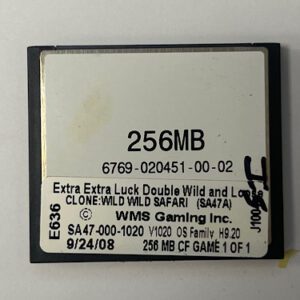 Game Software For WMS Gaming INC., Game Name: Extra Extra Luck Double Wild and Loose(CLONE: Wild Wild Safari), Part Numbers: SA47-000-1020, GETT Part Number: SFT-WMS-314