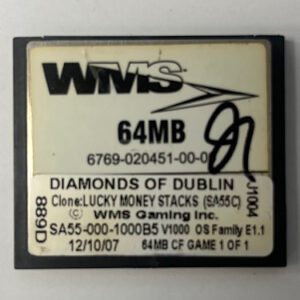 Game Software For WMS Gaming INC., Game Name: Diamonds Of Dublin, Part Numbers: SA55-000-1000B5, GETT Part Number: SFT-WMS-315